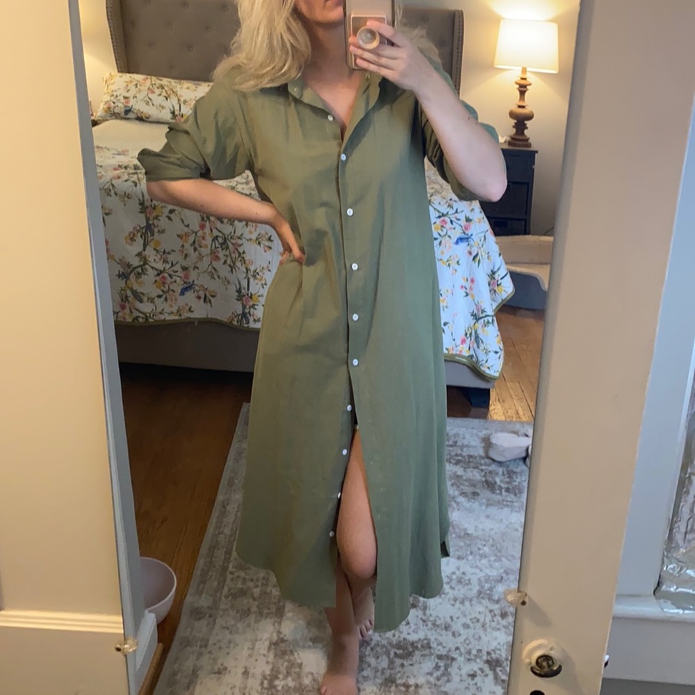 Green button Up dress
